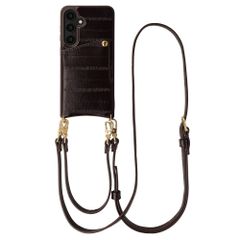 Selencia Nova Real Leather Backcover met Koord en Pashouder Samsung Galaxy S25 - Dark Chocolate