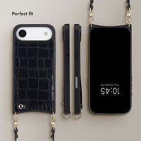 Selencia Nova Croco Phone Case with Cord and Card Holder Apple iPhone Air - Black