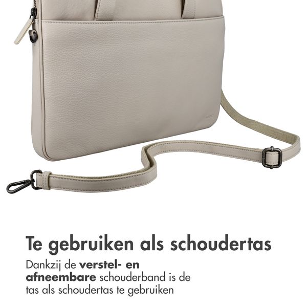 Accezz Leather Laptoptas 16 inch - Beige