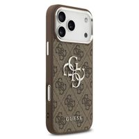 Guess 4G Metal Logo Backcover Apple iPhone 17 Pro - Silver Edge - Brown