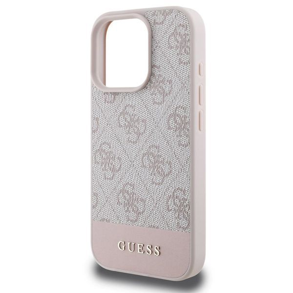 Guess Bottom Stripe 4G Backcover iPhone 16 Pro - Roze