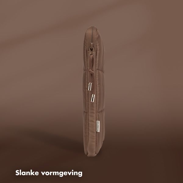 Selencia Puffy Laptop hoes 15-16 inch - Laptopsleeve - Mocha Brown