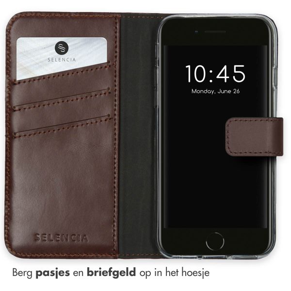 Selencia Echt Leren Bookcase Apple iPhone SE (2022 / 2020) / 8 / 7 / 6(s) - Bruin
