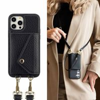 Selencia Sera Phone Case with Cord and Envelope Card Holder Apple iPhone 12 (Pro) - Black