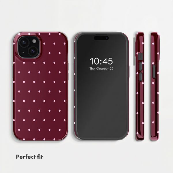 Selencia Vivid Back Cover with MagSafe Apple iPhone 15 - Happy Dots Burgundy