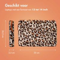 imoshion Fluffy Laptop hoes 13-14 inch - Laptopsleeve - Leopard Orange