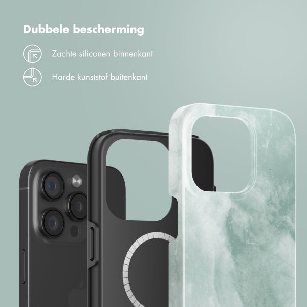 Selencia Vivid Tough Backcover met MagSafe iPhone 15 Pro - Marble Grayed Jade