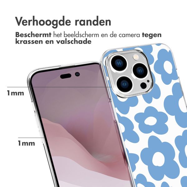 imoshion Design hoesje Apple iPhone 14 Pro - Retro Blue Flowers