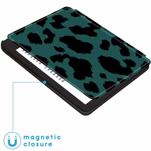imoshion Design Slim Hard Case Bookcase Amazon Kindle (2024) / Amazon Kindle (2022) 11th gen - Green Leopard
