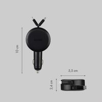 Accezz Autolader met uittrekbare kabels - USB-C / Lightning - 57W - Zwart