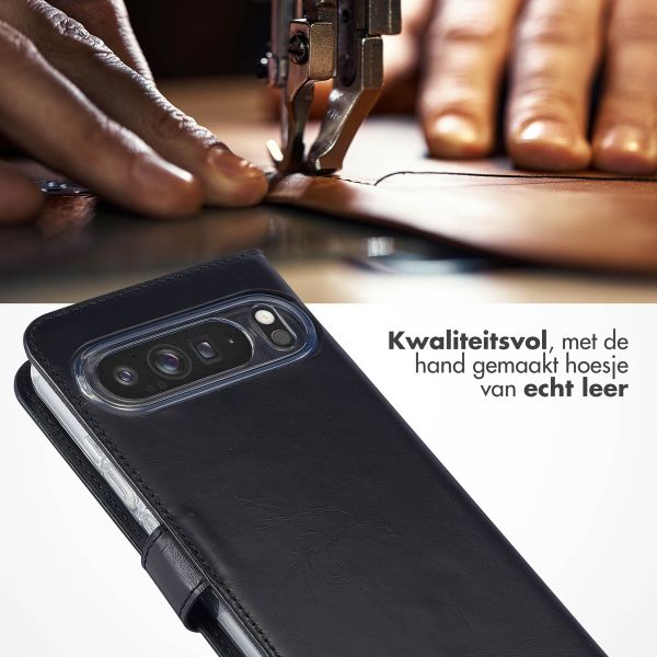 Selencia Echt Leren Bookcase Google Pixel 9 Pro XL - Zwart