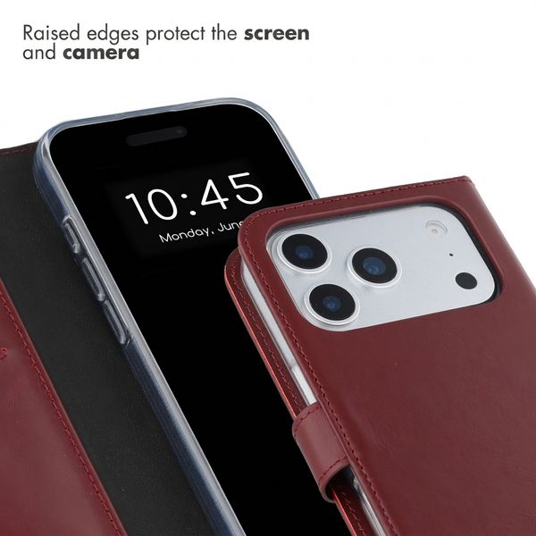 Selencia Genuine Leather Book Case Apple iPhone 17 Pro Max - Burgundy
