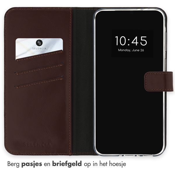 Selencia Echt Leren Bookcase Samsung Galaxy A37 (5G) - Donkerbruin