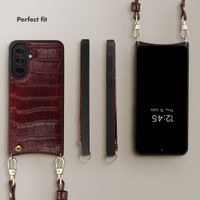 Selencia Nova Croco Phone Case with Cord and Card Holder Samsung Galaxy A37 (5G) - Burgundy