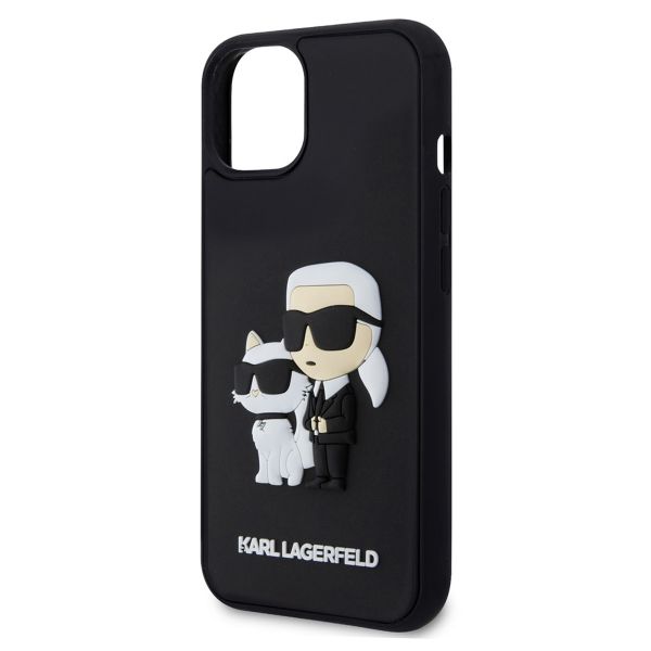 Karl Lagerfeld Karl & Choupette 3D Rubber Hardcase Backcover iPhone 15 - Zwart