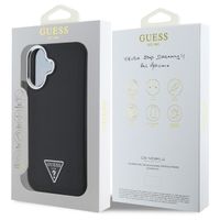Guess Grained Triangle Case MagSafe Apple iPhone 16 - Zwart