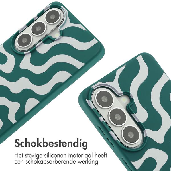 imoshion Siliconen design hoesje met koord Samsung Galaxy S26 - Petrol Green Groovy