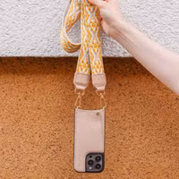 Dutchies Backcover met pashouder Apple iPhone 14 Pro - Telefoonkoord niet inbegrepen - Beige