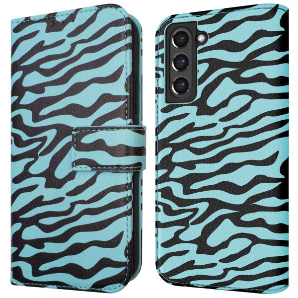 imoshion Design Bookcase Samsung Galaxy S21 FE - Black Blue Stripes