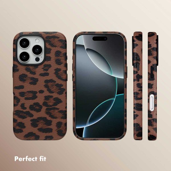 Selencia Sabi Back Cover Panther Print with MagSafe Apple iPhone 16 Pro - Mocha Brown
