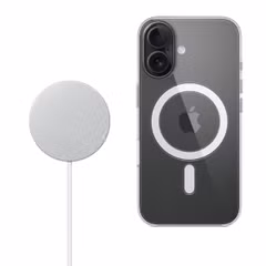 Apple Clearcase voor de Apple iPhone 16 + Apple MagSafe Draadloze Oplader 25W - 1 meter