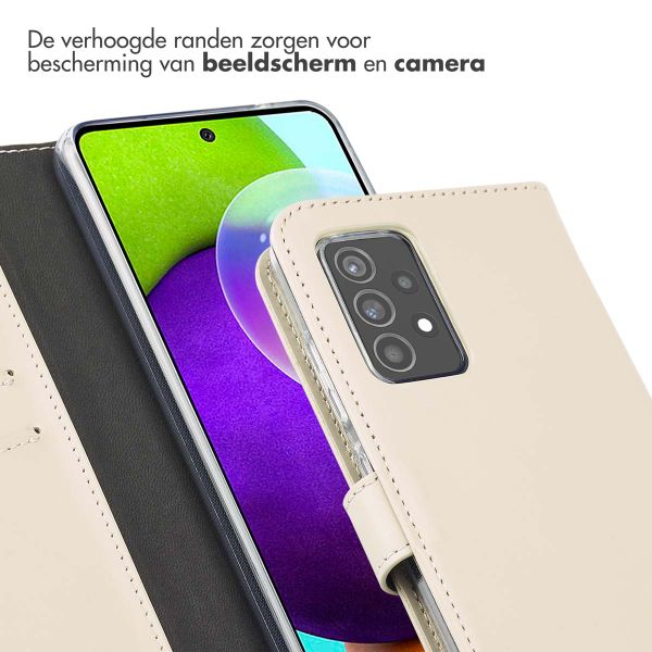 Selencia Echt Leren Bookcase Samsung Galaxy A52(s) (5G/4G) - Greige