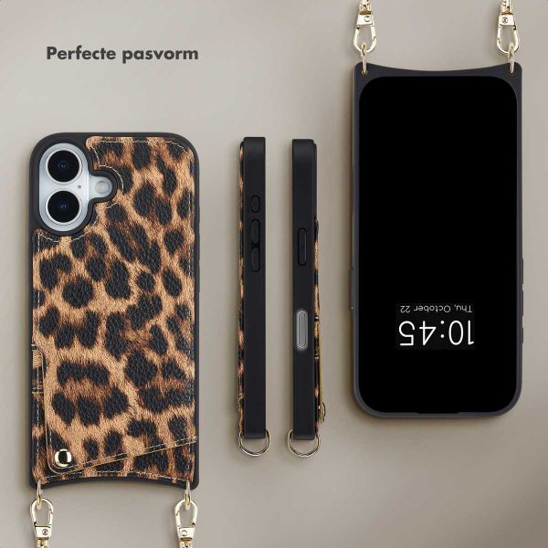 Selencia Nova Telefoonhoes met Koord en Pashouder Apple iPhone 17 - Leopard