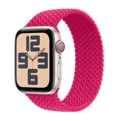 Apple Gevlochten solobandje Apple Watch Series 1 - 11 / SE / Ultra (44/45/46/49 mm) - Maat 7 - Raspberry