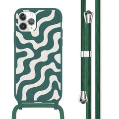 imoshion Siliconen design hoesje met koord Apple iPhone 11 Pro - Petrol Green Groovy