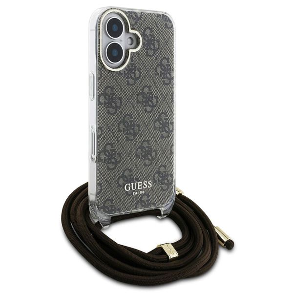 Guess Backcover met koord 4G Print iPhone 16 - Bruin