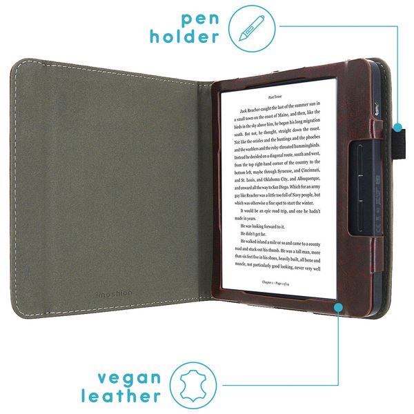 imoshion Vegan Leather Bookcase Kobo Libra H2O - Donkerbruin