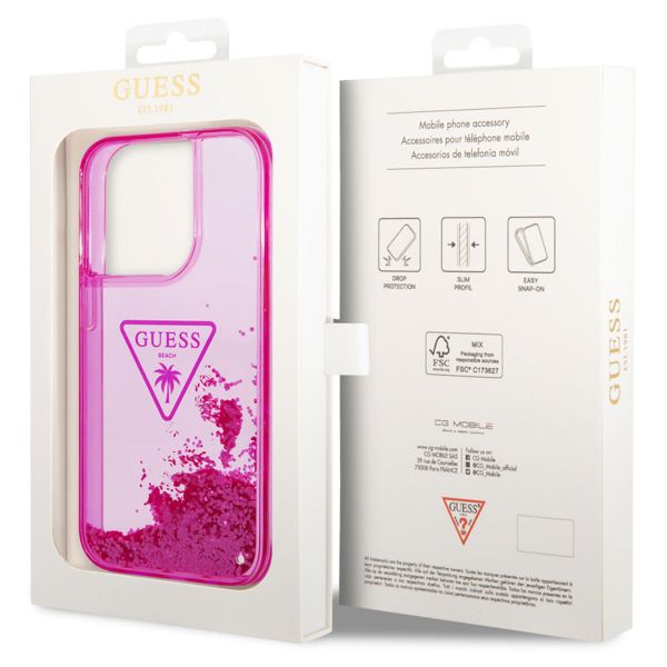 Guess Liquid Glitter Backcover iPhone 14 Pro - Fuchsia