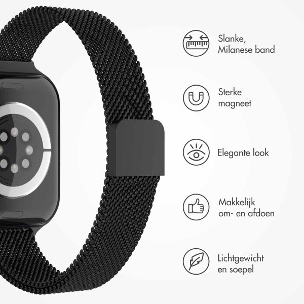 imoshion Slim Milanees bandje Apple Watch Series 1 t/m 9 / SE (38/40/41 mm) | Series 10 (42 mm) - Zwart