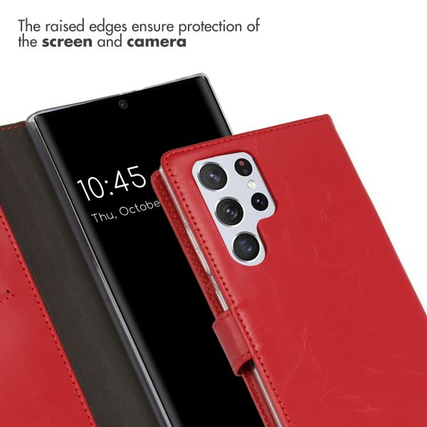 Selencia Echt Leren Bookcase Samsung Galaxy S22 Ultra - Rood