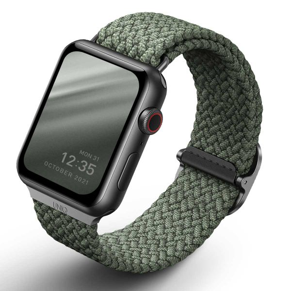 Uniq Aspen Braided bandje Apple Watch Series 1 t/m 9 / SE (38/40/41 mm) | Series 10 (42 mm) - Cypress Green