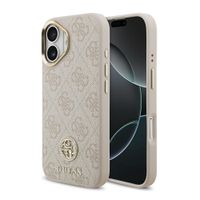 Guess Classic Strass Logo Leather Backcover met MagSafe Apple iPhone 17 - Roze