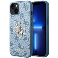 Guess 4G Metal Logo Backcover Apple iPhone 14 - Blauw
