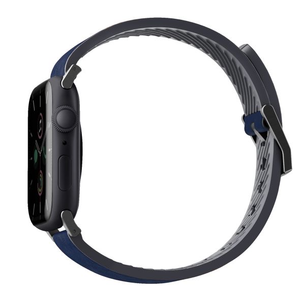 Uniq Straden Waterproof leren bandje Apple Watch Series 1 t/m 10 / SE / Ultra (2) (44/45/46/49 mm) - Prussian Blue