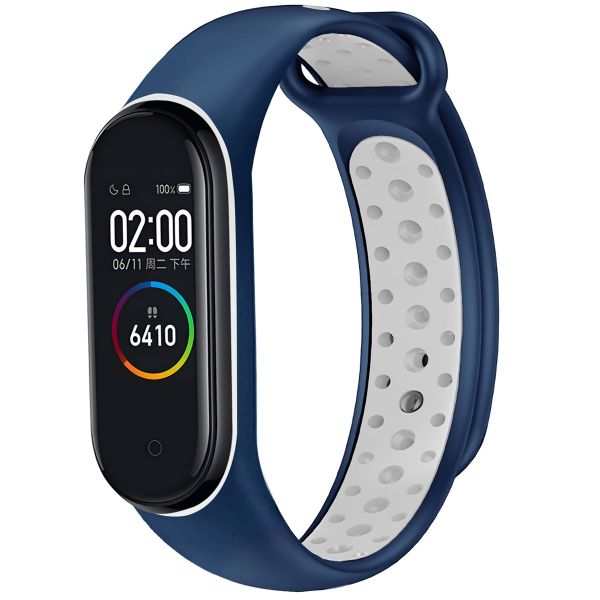 imoshion Siliconen sport bandje Xiaomi Mi Band 3 / 4 - Blauw / Wit