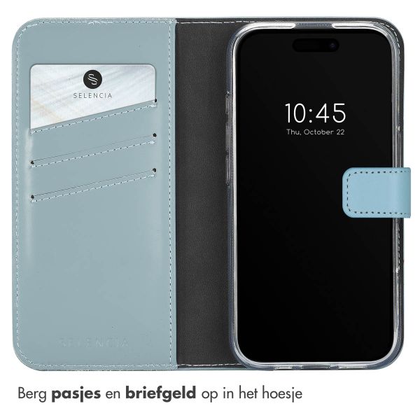 Selencia Echt Leren Bookcase Apple iPhone 16 - Air Blue