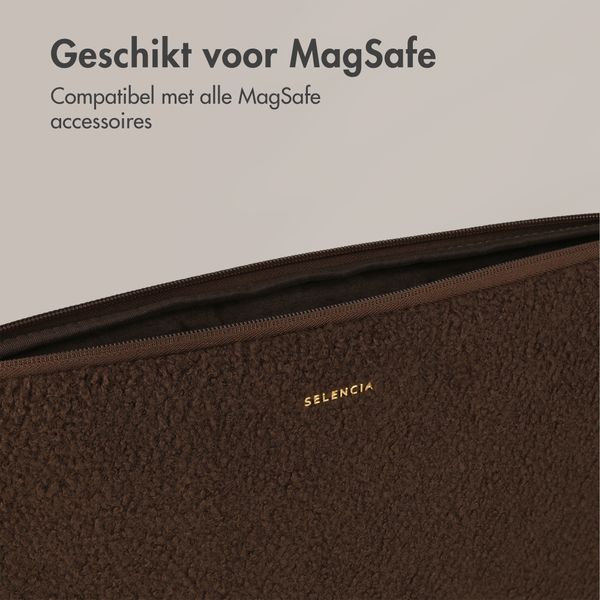 Selencia Teddy Laptop hoes 13-14 inch - Laptopsleeve - Choco Brown