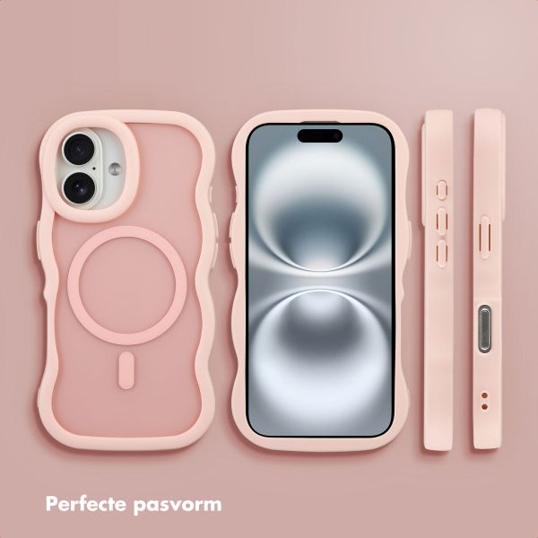 Selencia Wavy Backcover met MagSafe Apple iPhone 16 - Soft Pink