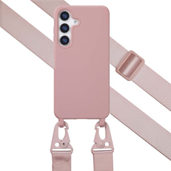 Selencia Siliconen hoesje met afneembaar koord Samsung Galaxy S25 - Sand Pink