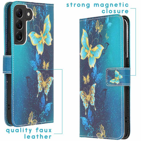 imoshion Design Softcase Bookcase Samsung Galaxy S22 Plus - Blue Butterfly