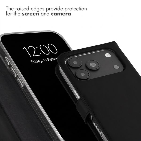 Selencia Genuine Leather Book Case Apple iPhone 18 Pro Max / 17 Pro Max - Black