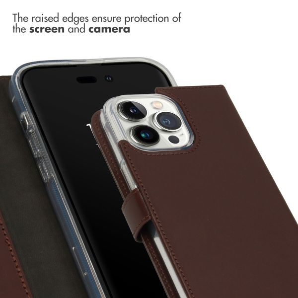 Selencia Genuine Leather Book Case Apple iPhone 14 Pro Max - Brown