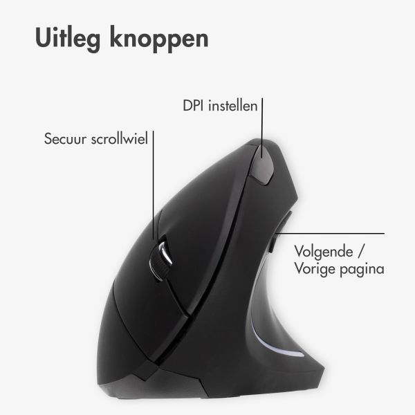 imoshion Ergonomische draadloze muis - Rechtshandig - USB-A - Zwart