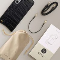 Selencia Nova Croco Telefoonhoes met Koord en Pashouder Samsung Galaxy S25 FE - Zwart