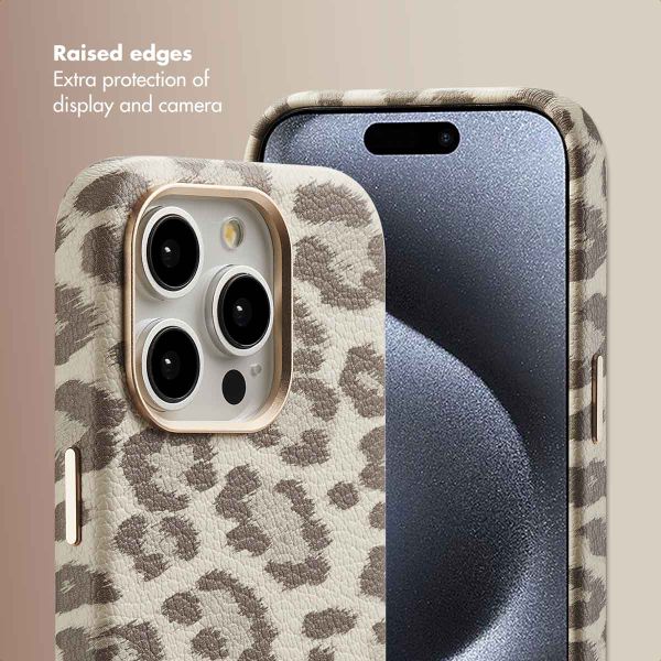 Selencia Sabi Back Cover Panther Print with MagSafe Apple iPhone 15 Pro - Soft Ivory