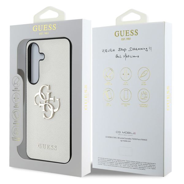 Guess 4G Metal Logo Saffiano Backcover Samsung Galaxy S25 - Beige